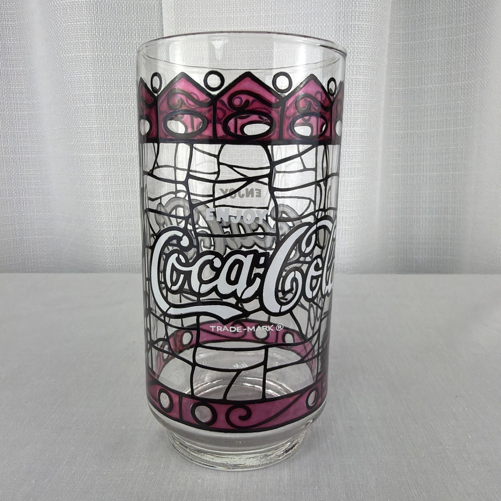 1970's Vintage Libbey Coca-Cola Purple Stained Glass Drinking Glass Tumbler 14oz